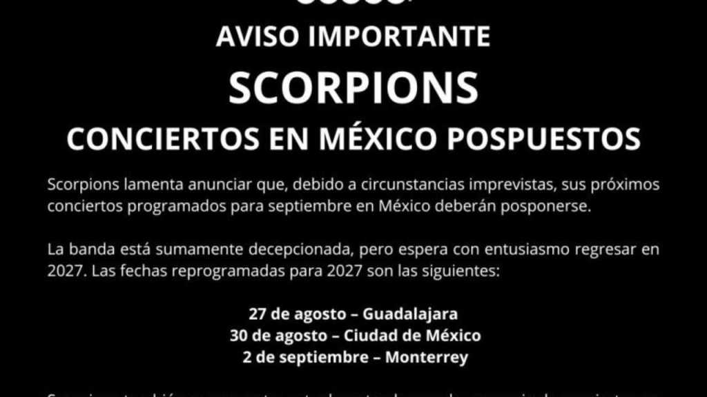 Scorpions confirma nuevas fechas en 2027